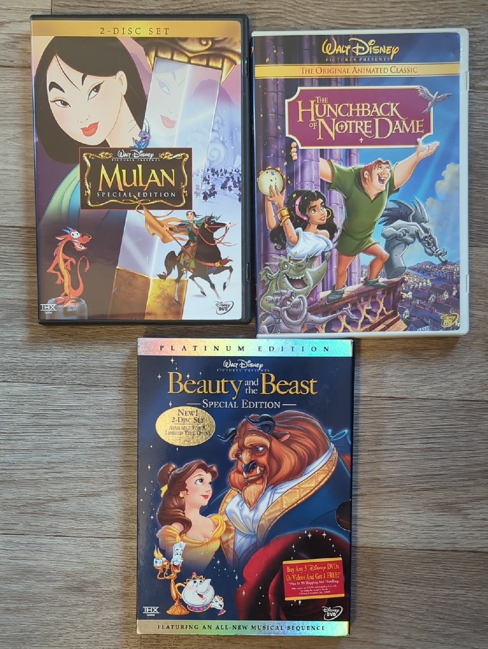 Disney DVDs Mulan Hunchback And Beauty And The Beast